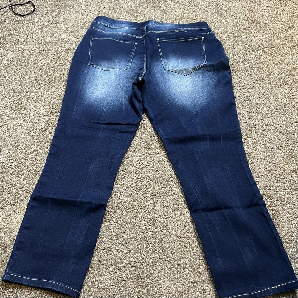 L.E.I. Womens Juniors Sz 9 Dark Blue Denim Pull On Jeggings Stretch - Picture 2 of 4